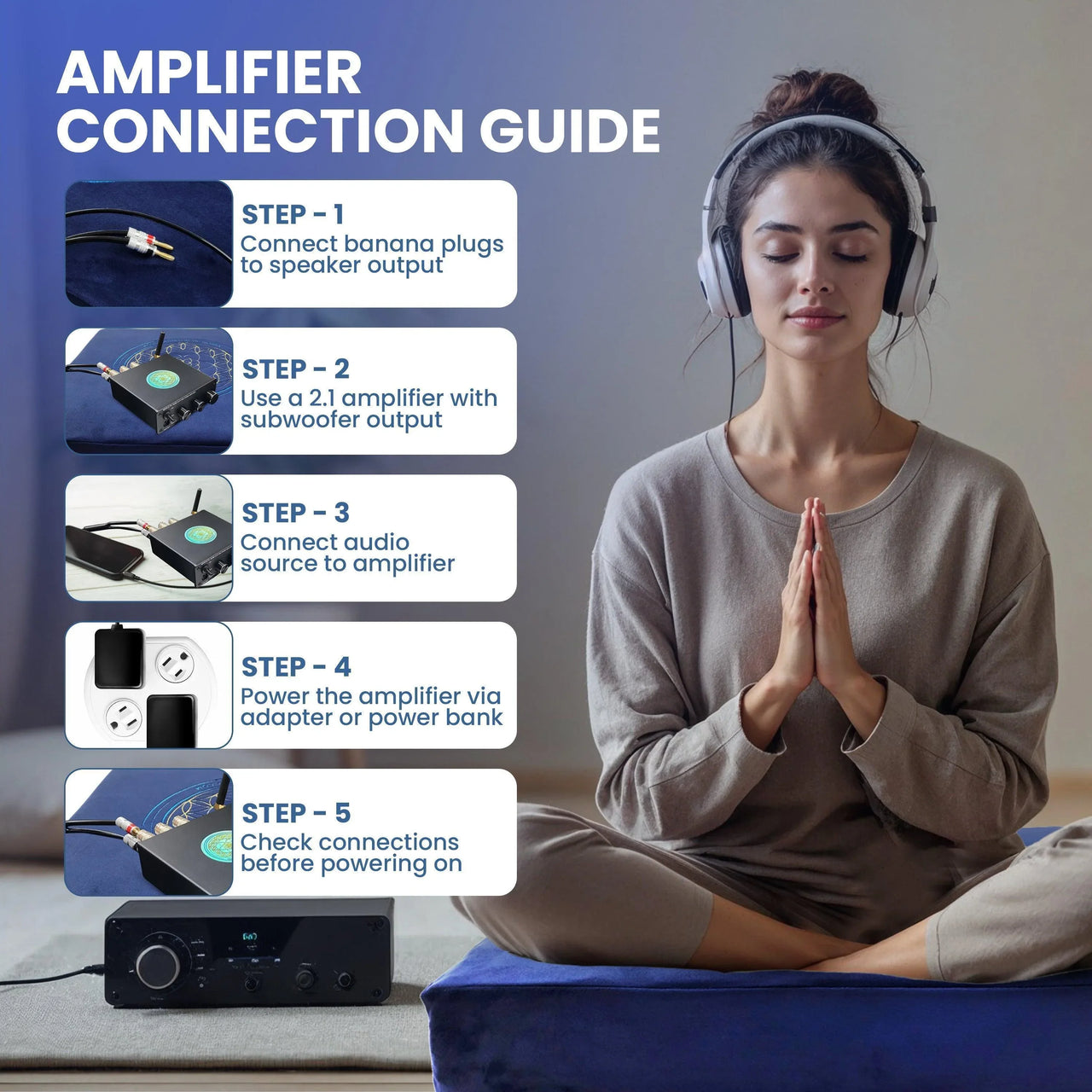 Vibroacoustic Therapy Zafu Meditation Cushion with custom amplifier
