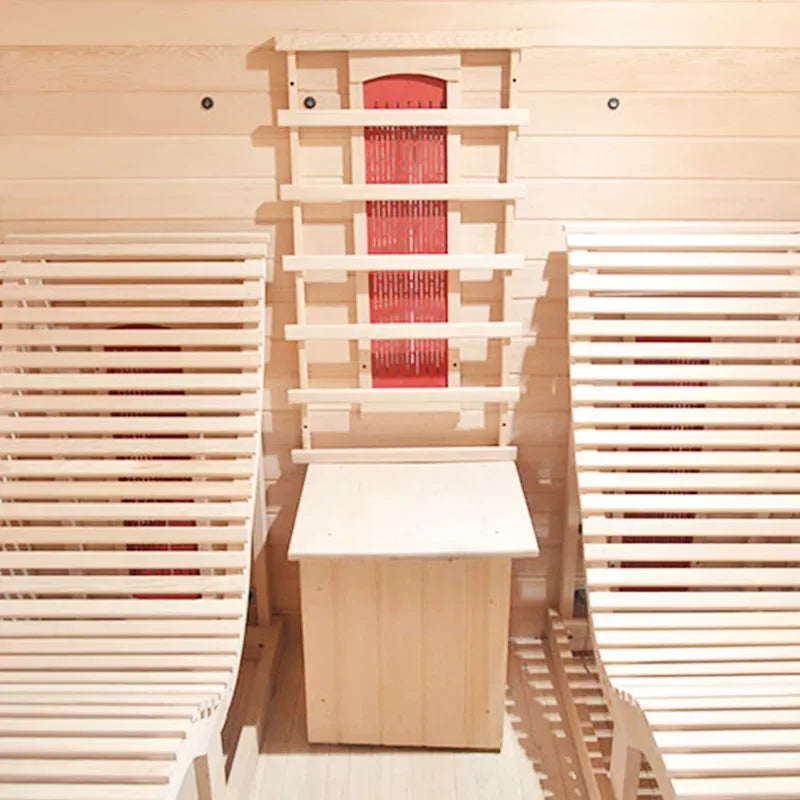 Indoor Finnish Sauna Room - 2 person Full Spectrum Infrared Sauna with Recliners