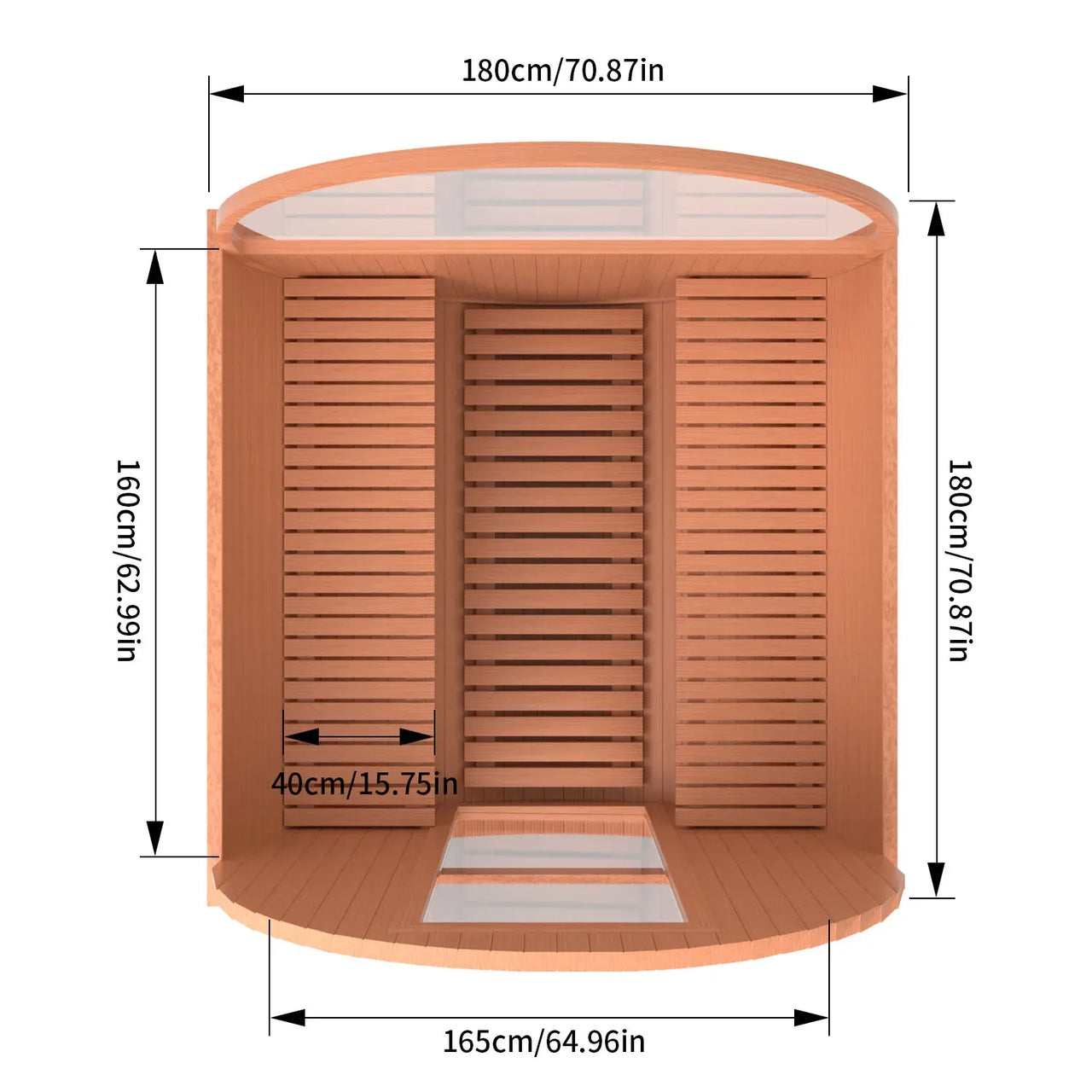 Premium Canadian Red Cedar Barrel Sauna with panoramic window: 2 person