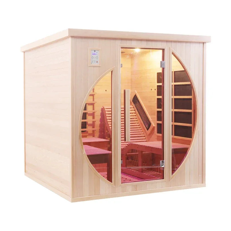 Indoor Finnish Sauna Room - 2 person Full Spectrum Infrared Sauna with Recliners