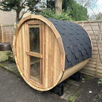 Thumbnail for Premium Canadian Red Cedar Barrel Sauna with panoramic window: 2 person