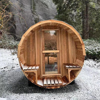 Thumbnail for Premium Canadian Red Cedar Barrel Sauna with panoramic window: 2 person
