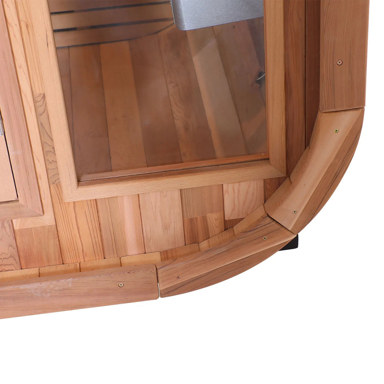 Panoramic Red Cedar Barrel Sauna - 2 Person Outdoor Sauna with Stainless Steel Heater