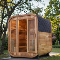 Thumbnail for Panoramic Red Cedar Barrel Sauna - 2 Person Outdoor Sauna with Stainless Steel Heater
