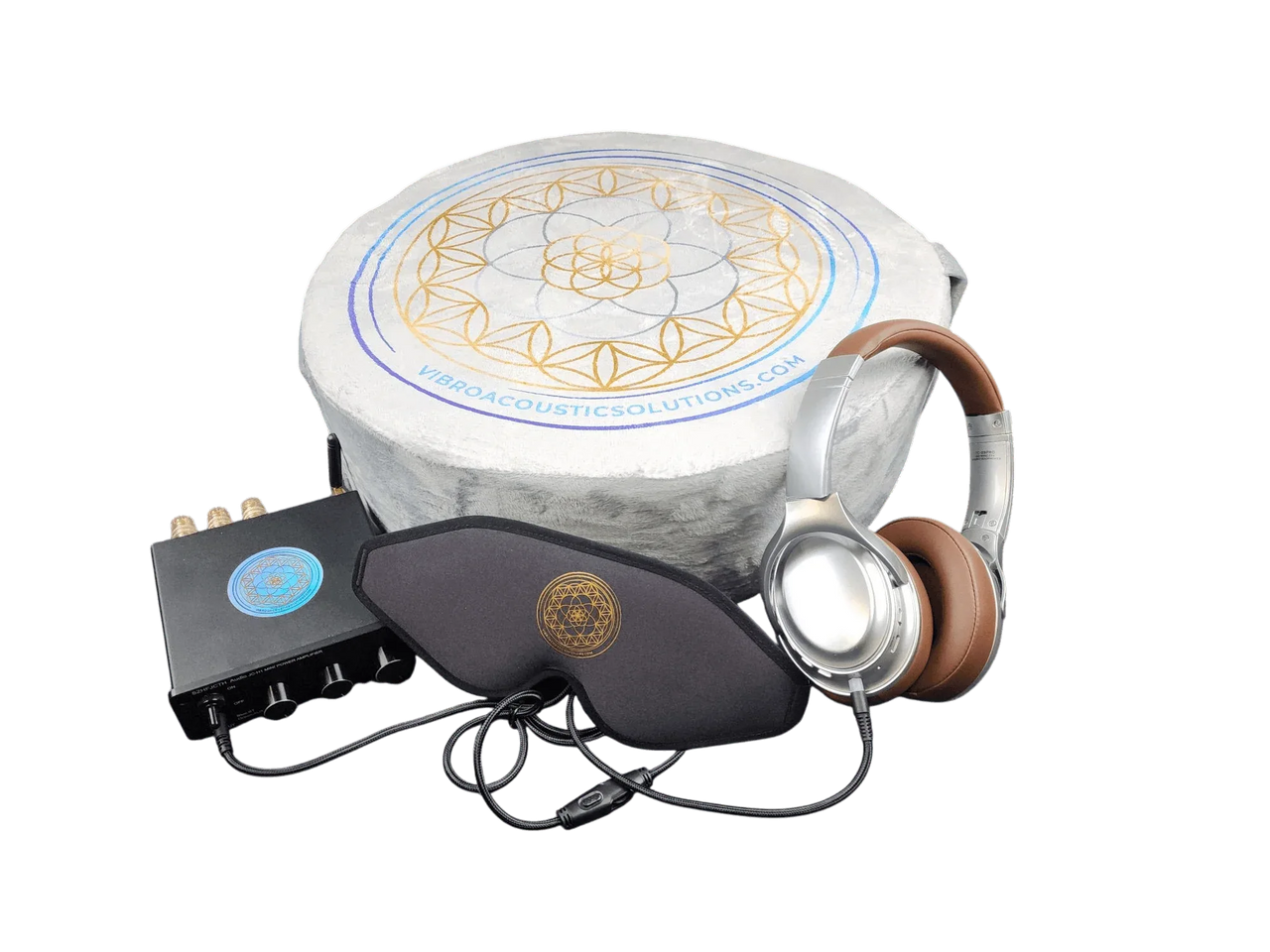 Vibroacoustic Therapy Zafu Meditation Cushion with custom amplifier